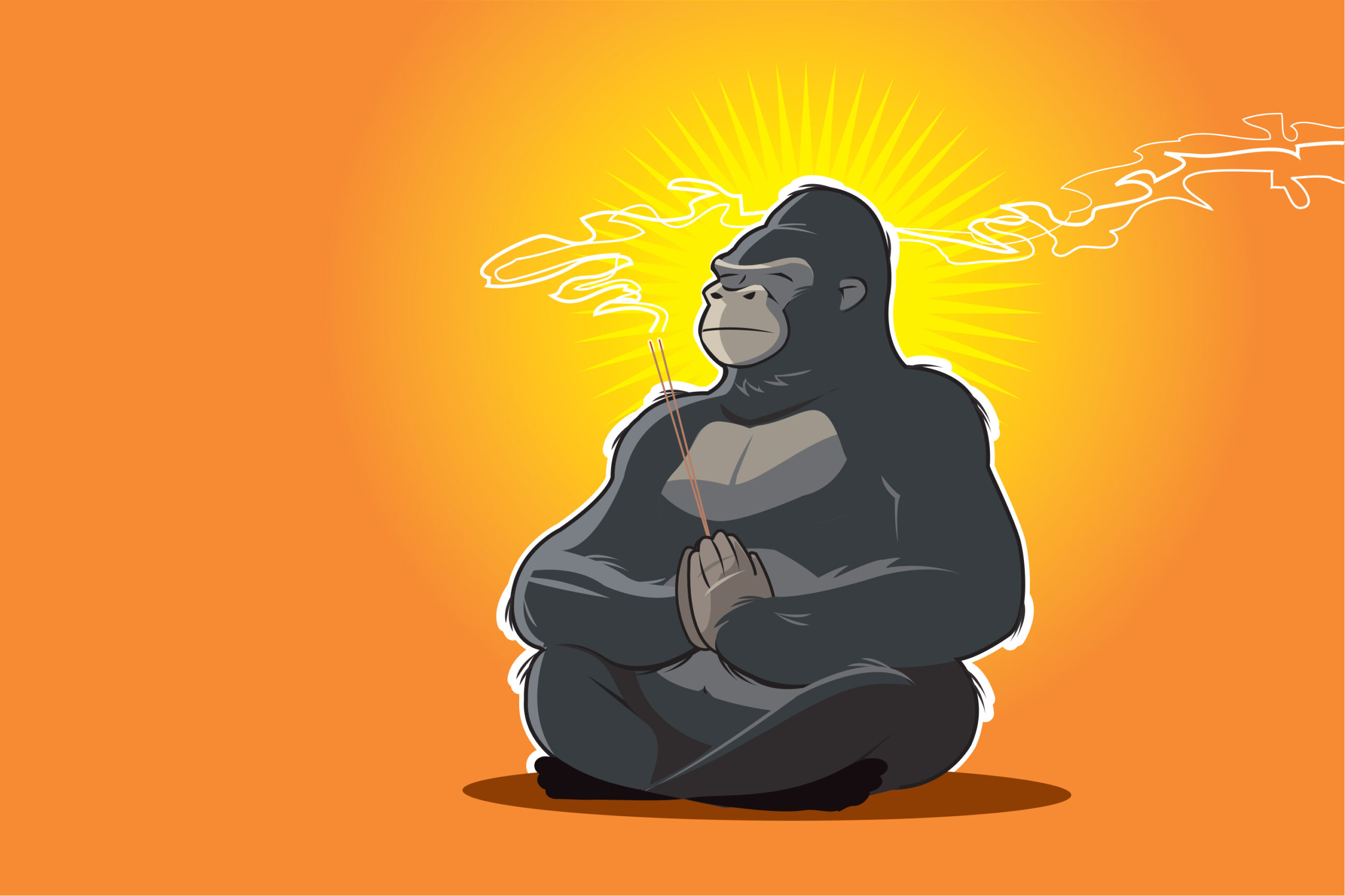 gorilla meditating with incense