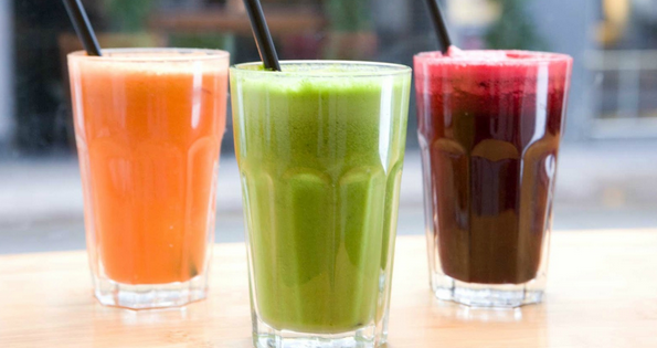 multicolored juices in glasses