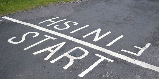 Start and finish line on concrete