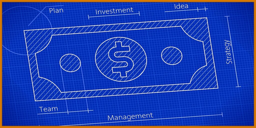 blue print of dollar bill artwork