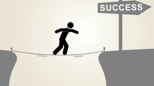 stick figure tight walking to success