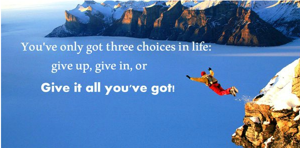 inspirational quote with man jumping off cliff