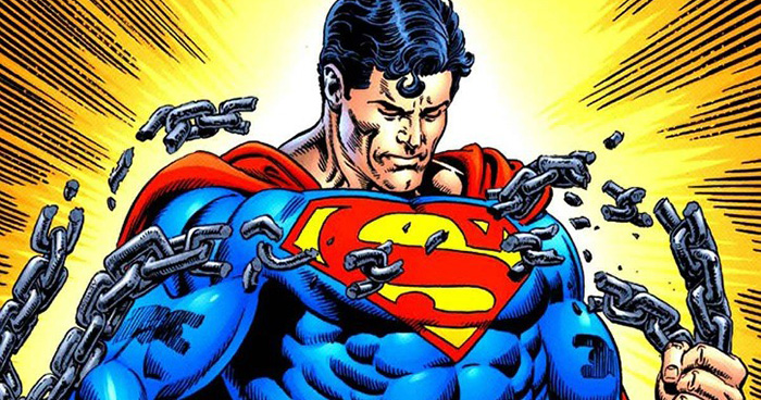 superman breaking free from chains comic