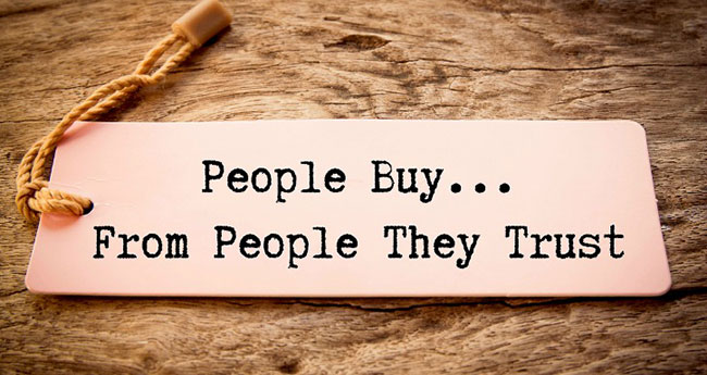 People buy from people they trust sign