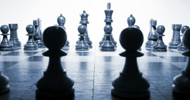 view of chessboard from one side