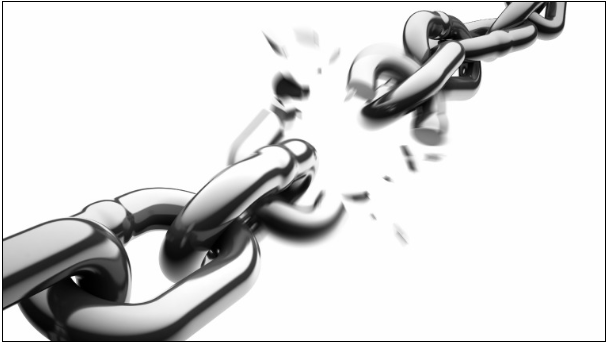 broken chains on a white background